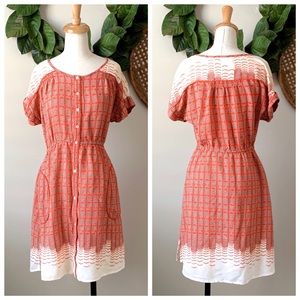 Anthro ( Maeve ) Veronia Red Geometric Dress